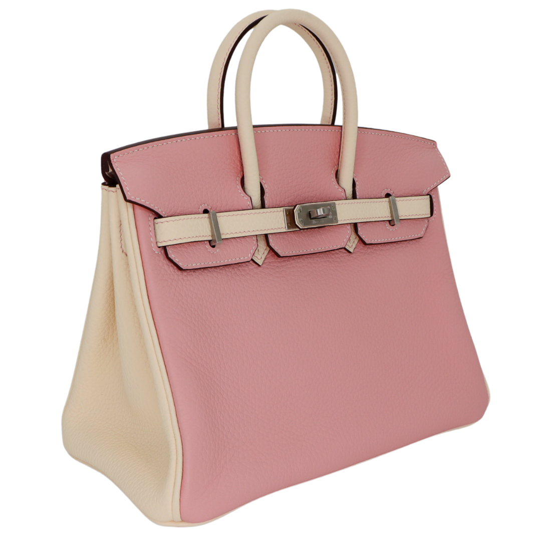 Hermes25cm Birkin HSS Rose Sakura/ Nata Clemence Leather Brushed Palladium Hardware