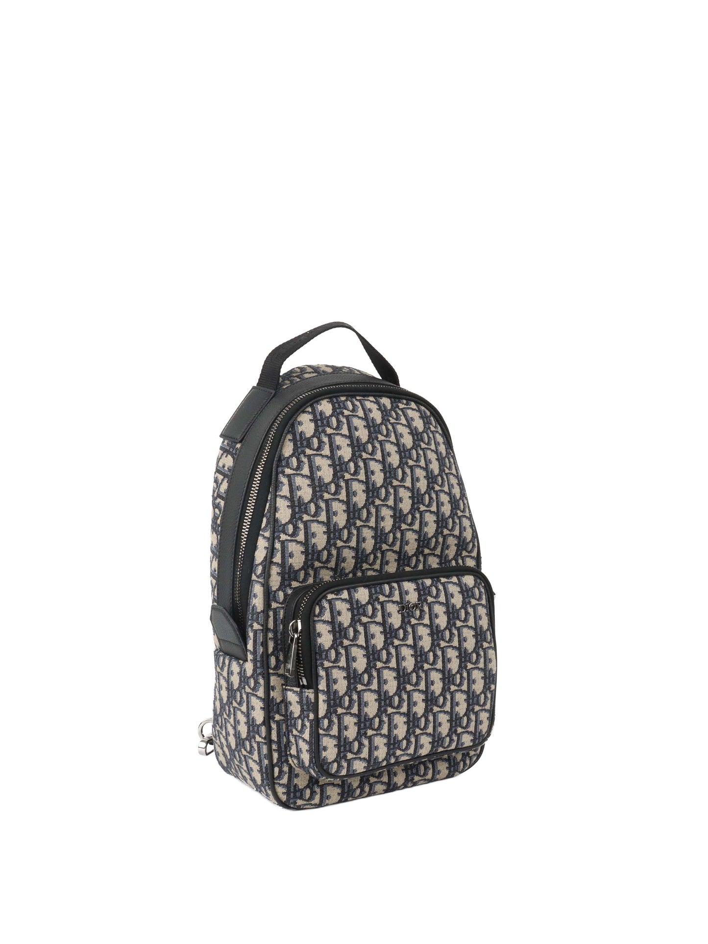 Dior Blue Oblique Canvas Crossbody Sling Bag.