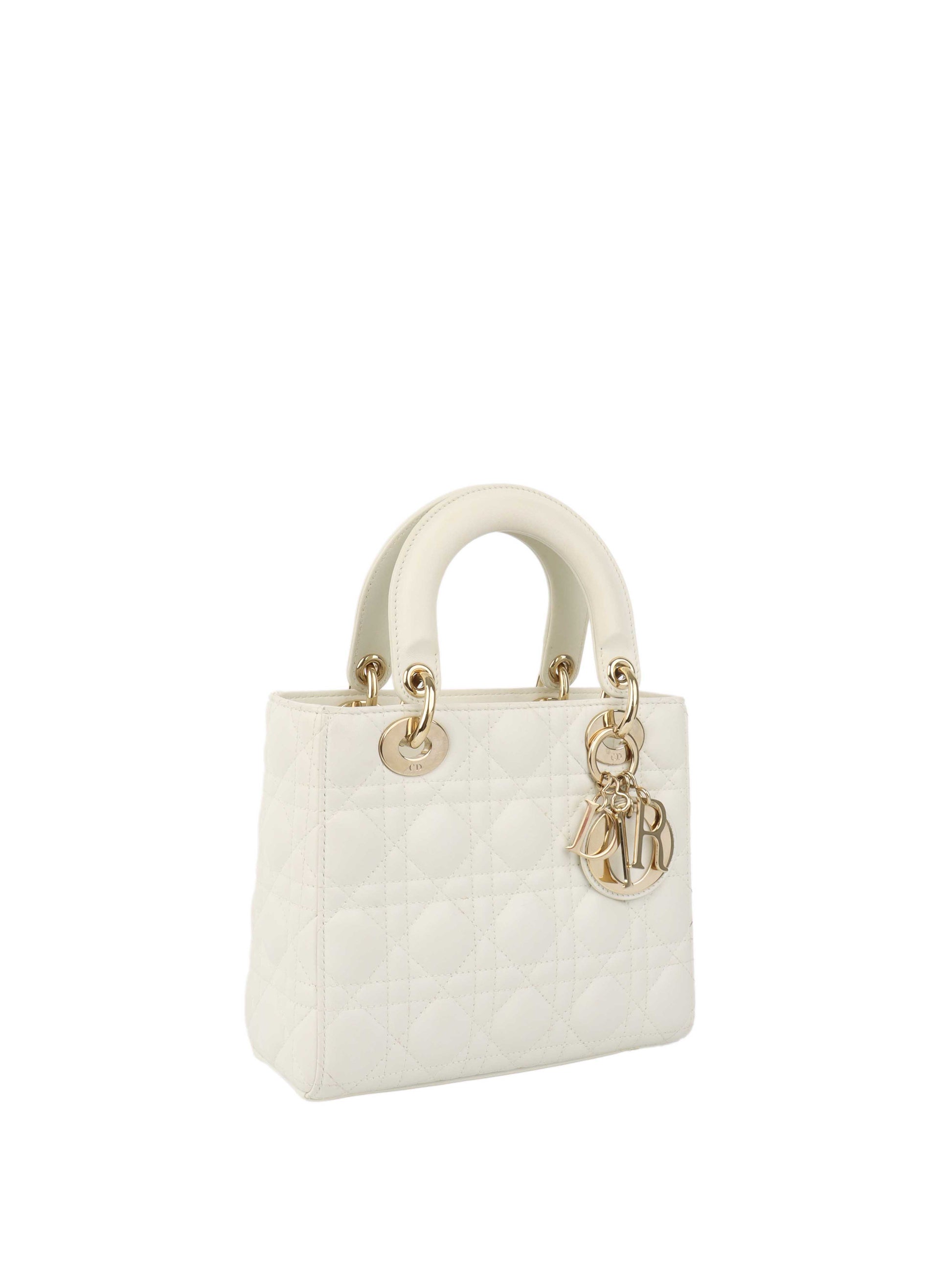 Dior White Small Lady Dior Bag GHW.