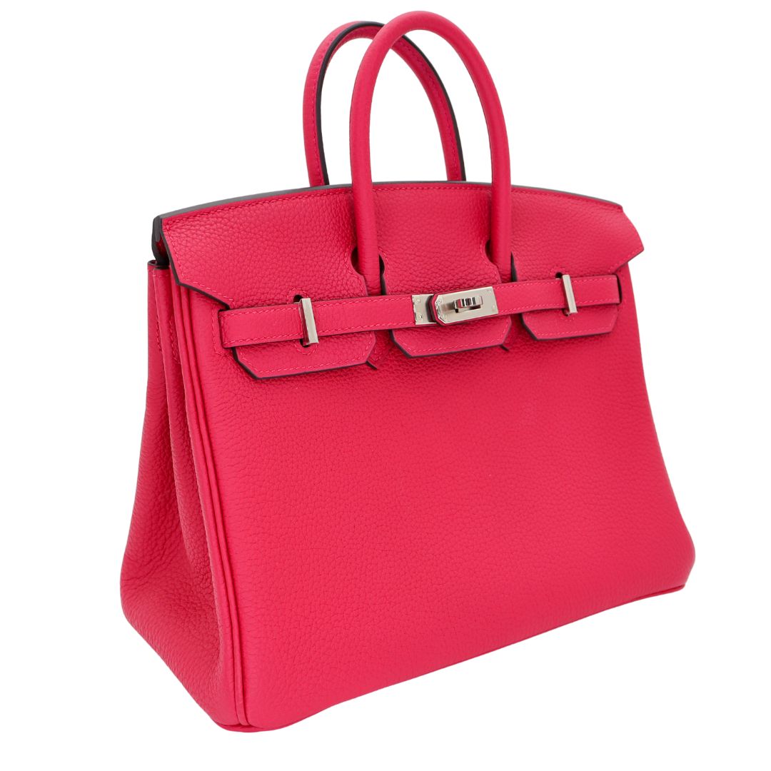 Hermes25cm Birkin Rose Mexico Togo Leather Palladium Hardware