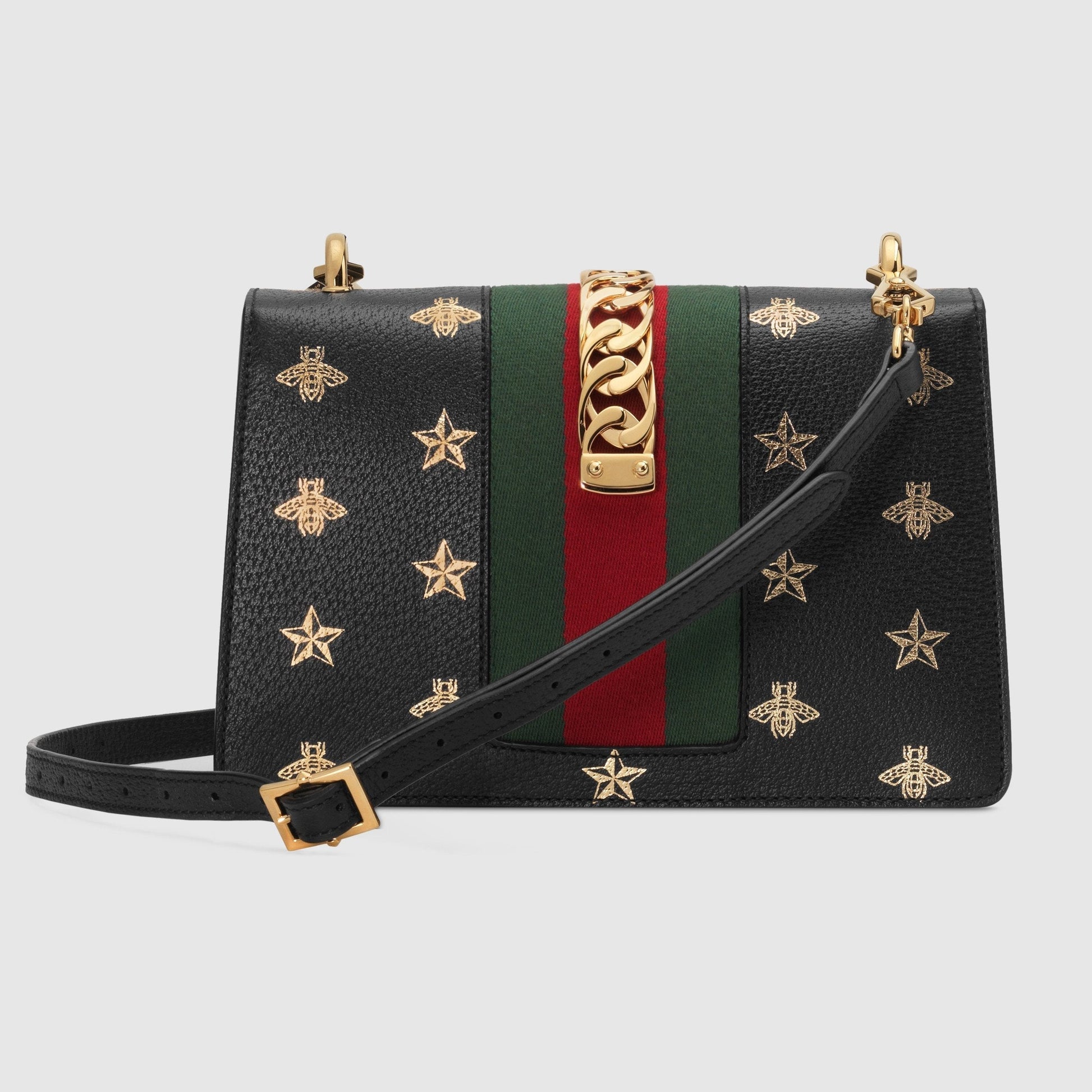Gucci Monogram Nylon Chain Leather Crossbody