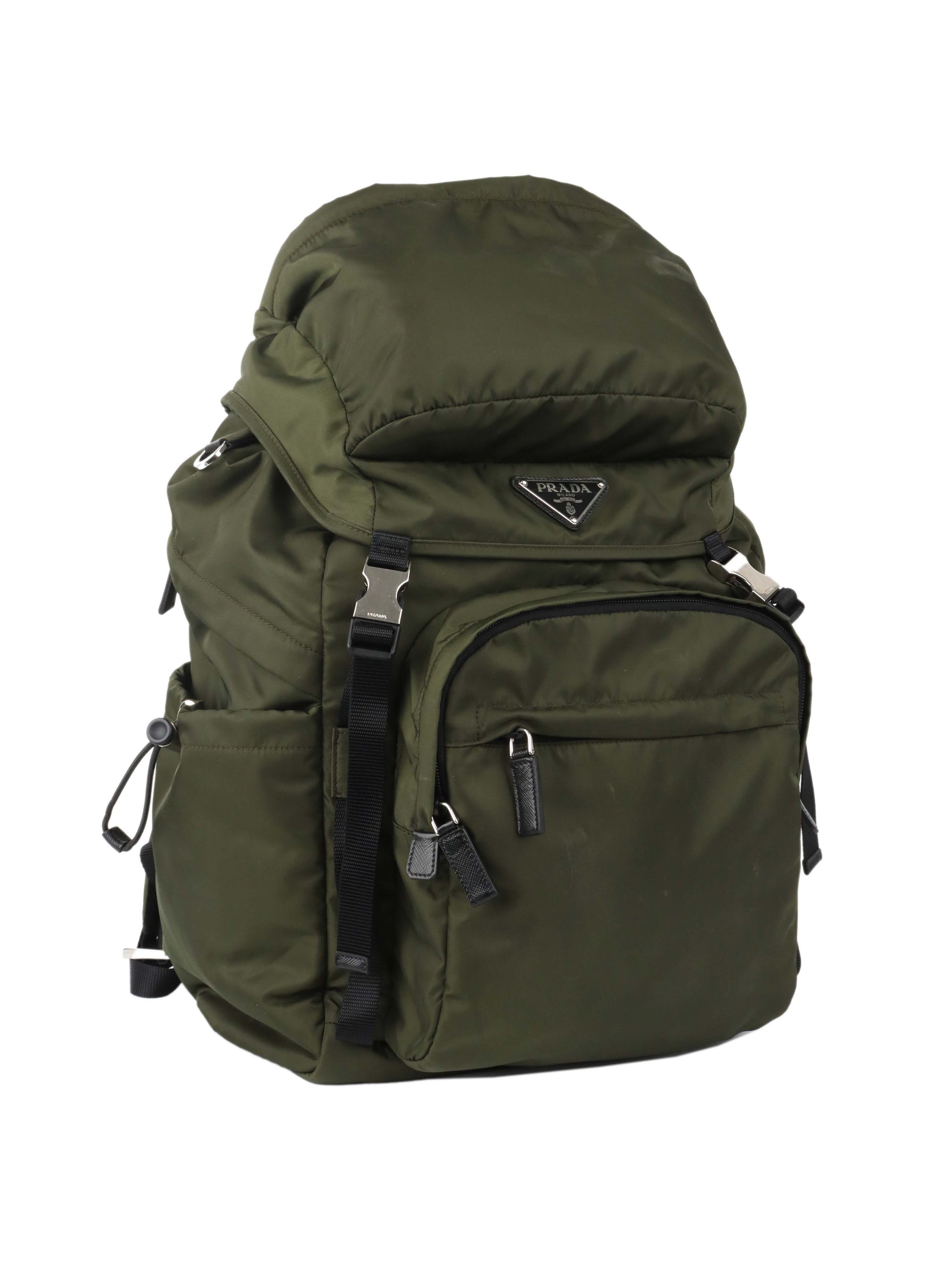 Prada Green Nylon Buckled Backpack.