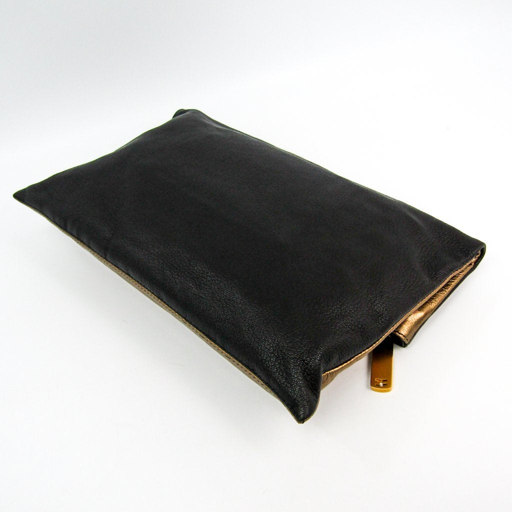 Fendi Gold/Black Leather Chameleon Fold-Over Clutch ( )