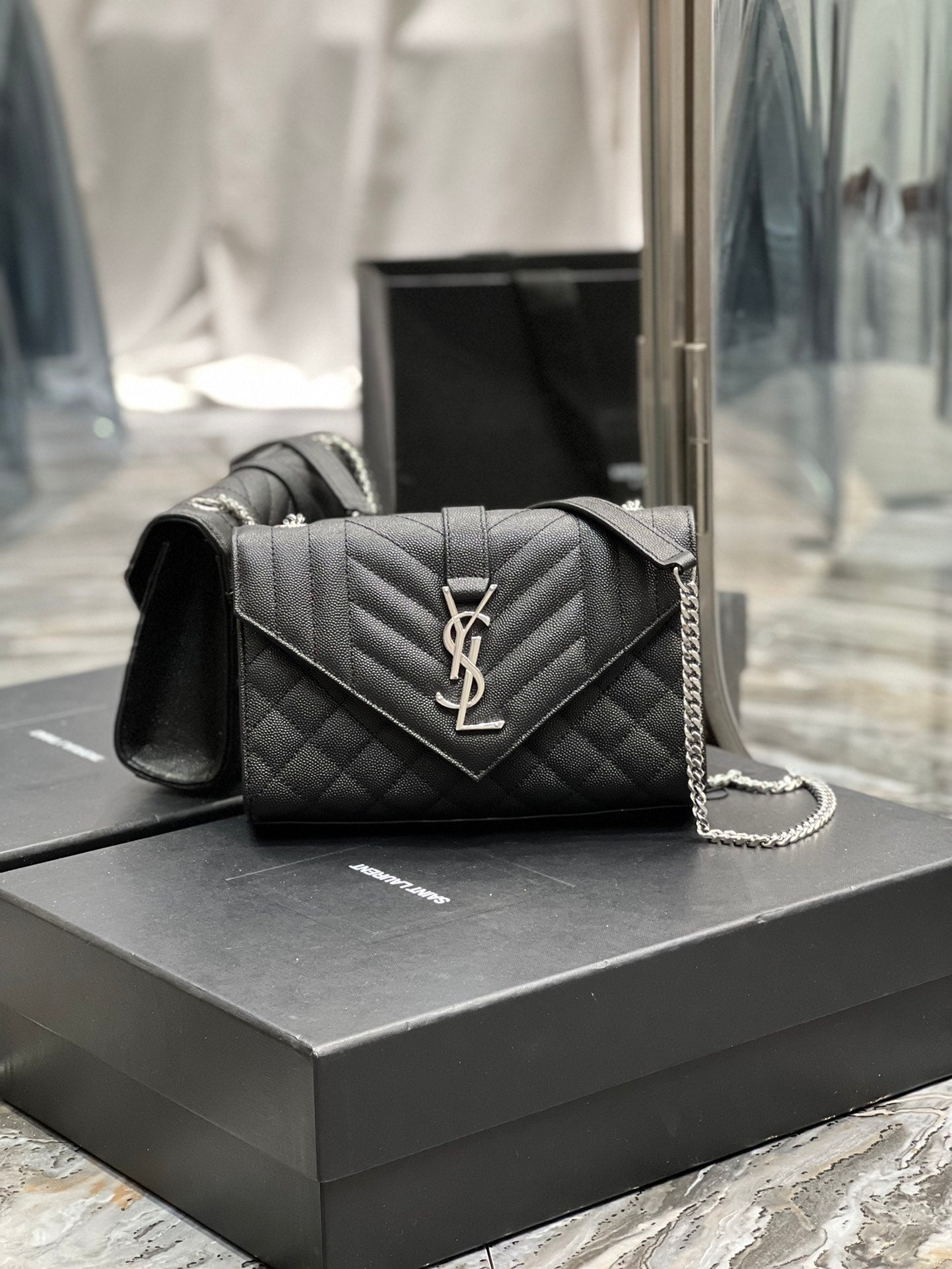 Yves Saint Laurent Small Bag Black In Mix Matelasse