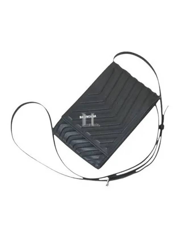 Luxury Balenciaga Trending 2026 Grain Calfskin Car Strap Phone Cross Bag Black