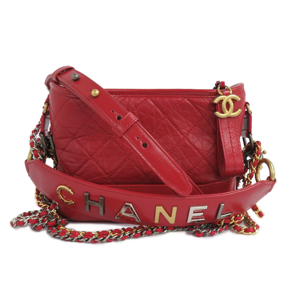 CHANEL Chanel Gabriel Du Chanel Small Hoover A91810 Chain Shoulder Bag Coco 2WAY Red Red G X Silver Gold S Leather 29th