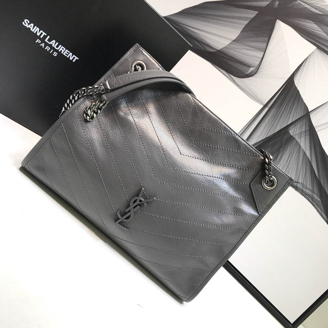 Yves Saint Laurent Niki Medium Shopping Bag Gray
