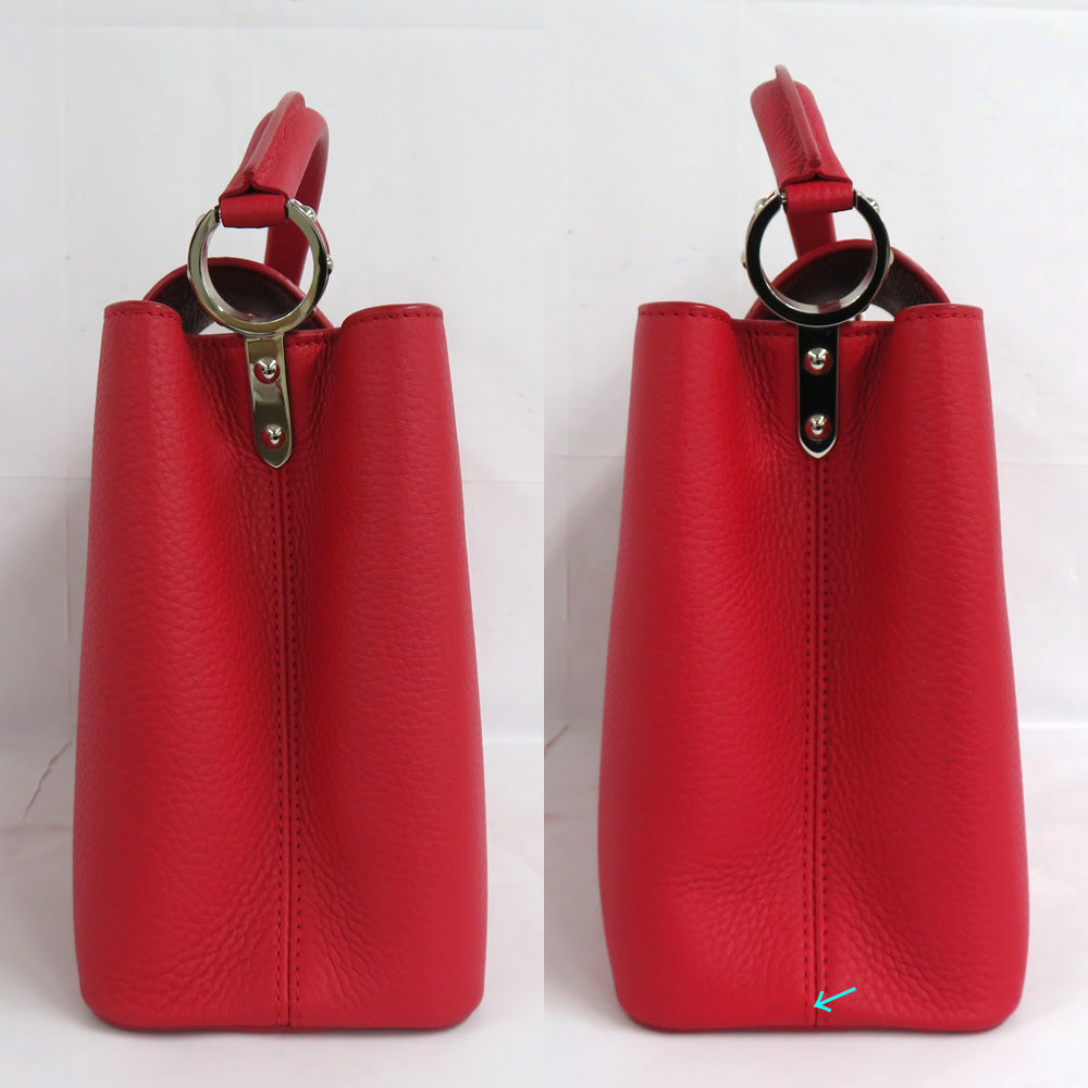 Louis Vuitton Capsine PM M42237 Ru Red Handbag 2WAY High-end Leather Silver