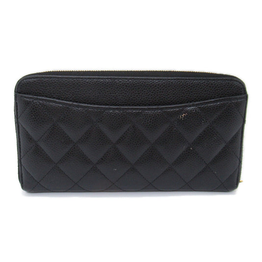 Chanel Chantal Matrasse Round Long Wallet Round Long Wallet Caviar S Black Ladies