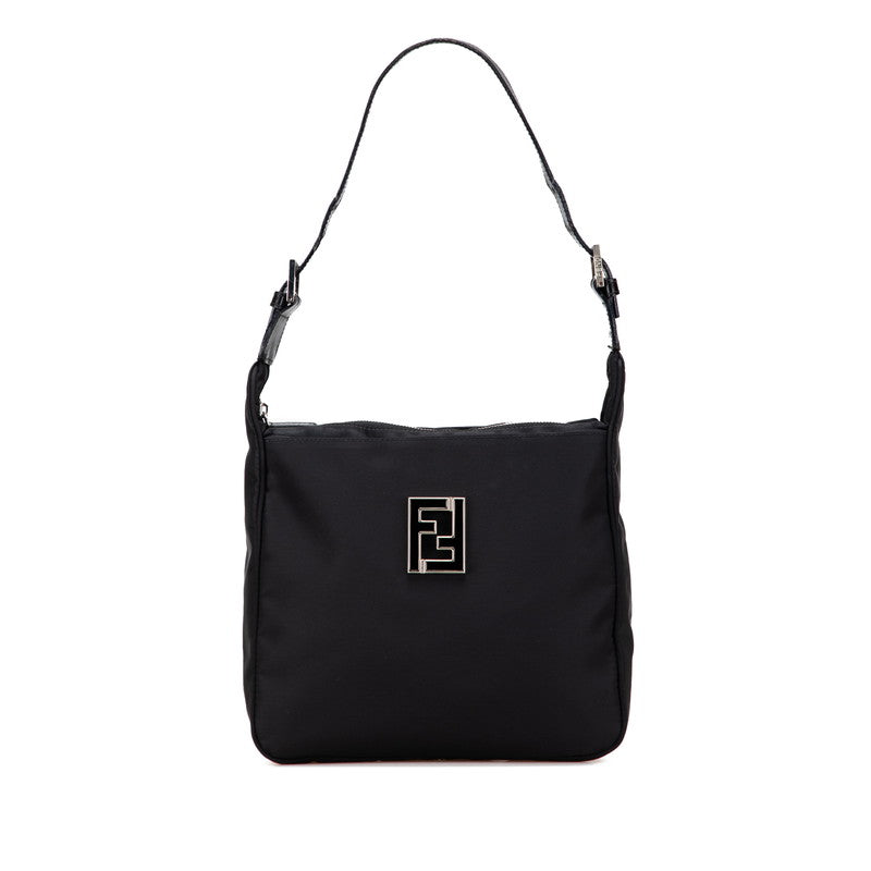 Fendi FF Logo Nylon Leather Shoulder Bag