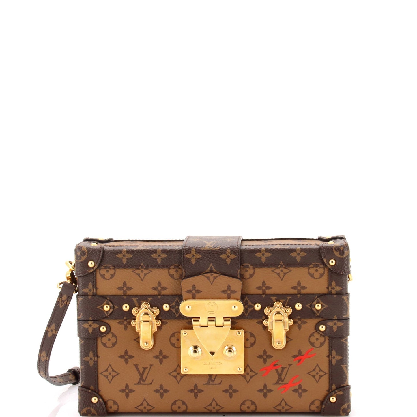 Louis Vuitton Petite Malle Handbag Reverse Monogram Canvas