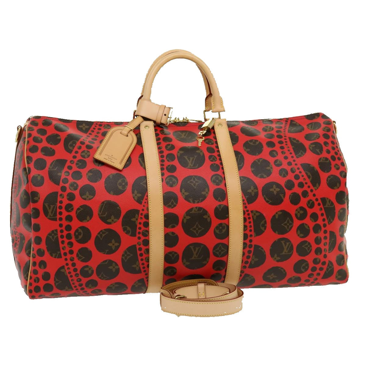 LOUIS VUITTON Monogram Yayoi Kusama Keepall Bandouliere55 Bag M40695 Auth 30515A