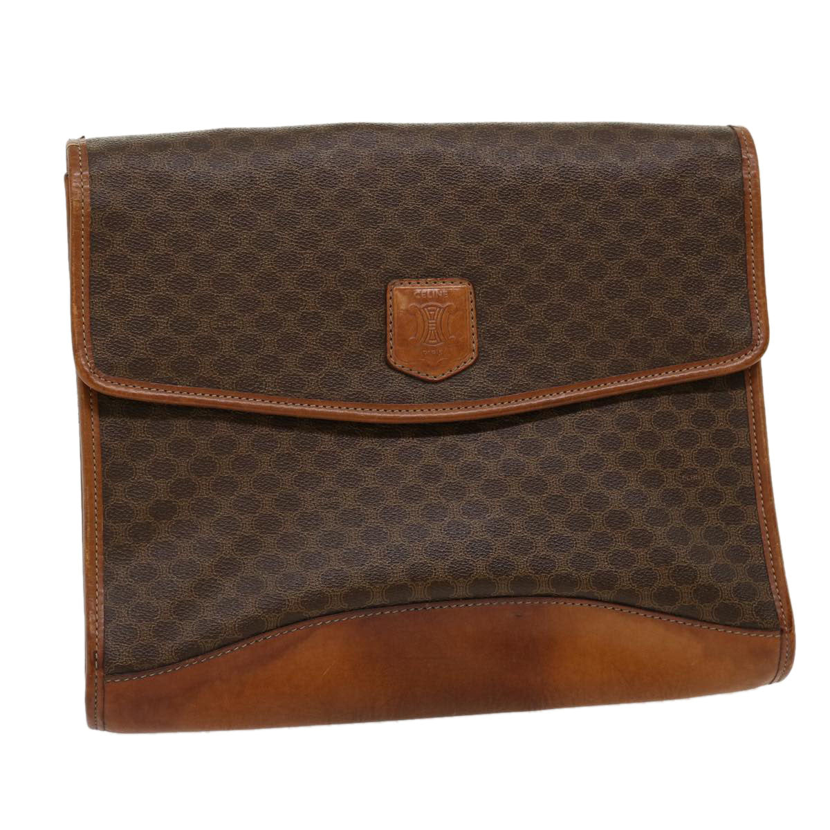 Luxury CELINE Macadam Canvas Clutch Bag Brown 30906