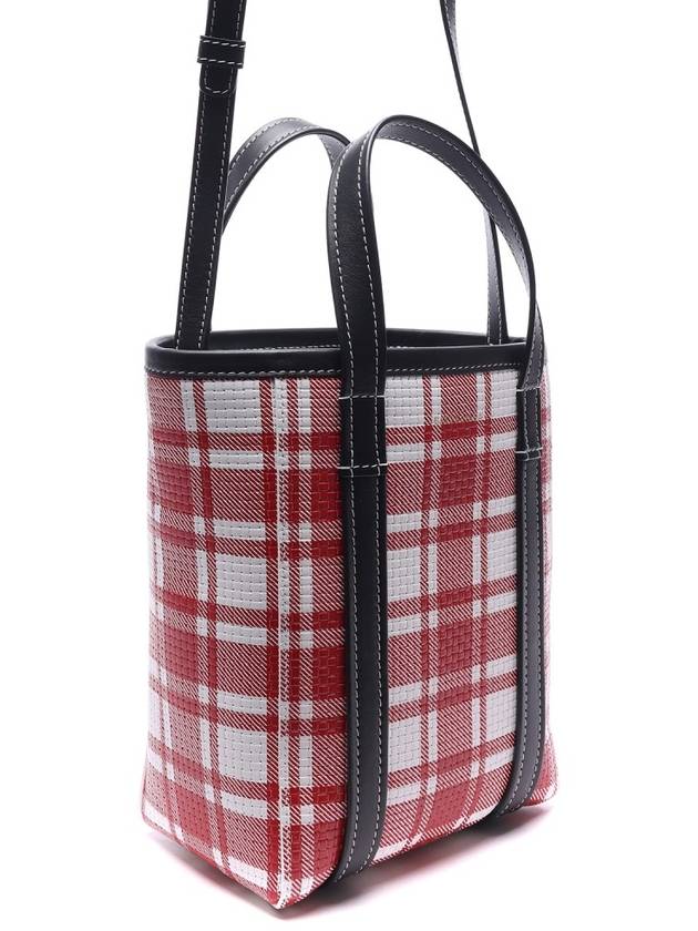 Luxury Balenciaga Trending 2026 Check Barbes Small North South Shopper Tote Bag Red