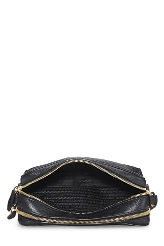 Prada, Black Vitello Daino Double Zip Camera Bag, Black