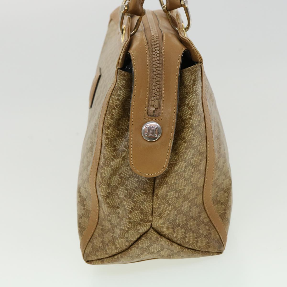 Luxury CELINE Macadam Canvas Hand Bag PVC Leather Beige 31582