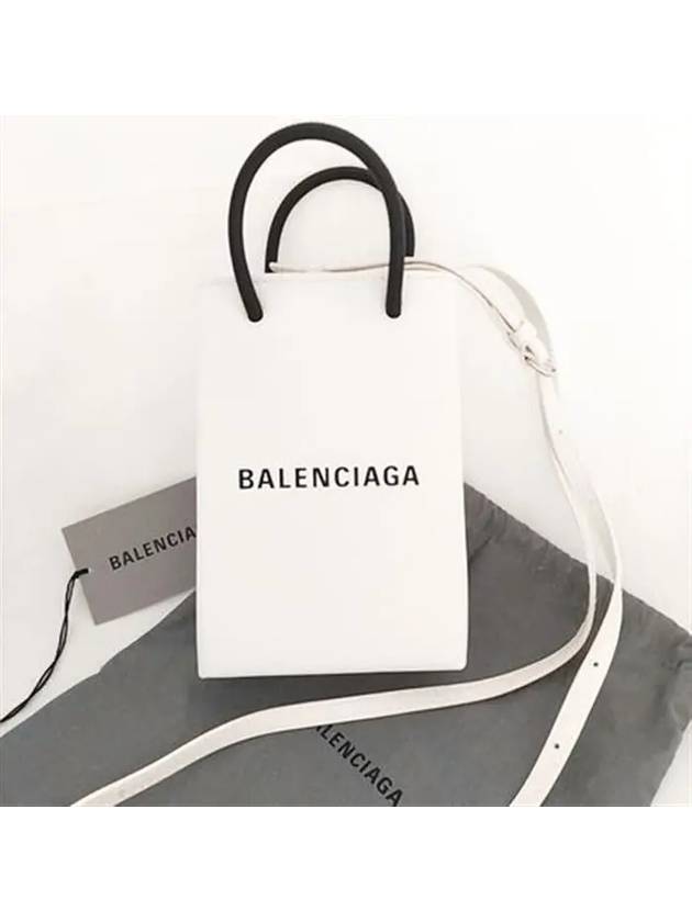 Luxury Balenciaga Trending 2026 Logo Leather Phone Holder Mini Bag White