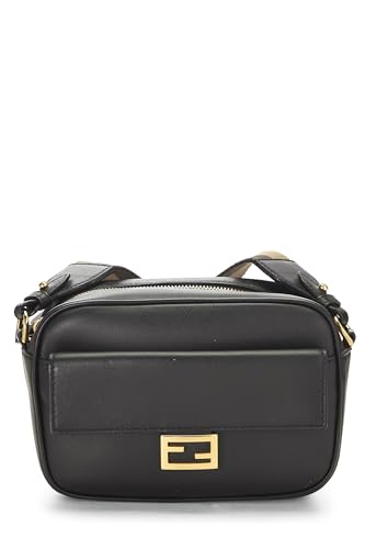 Fendi, Black Leather Baguette Camera Bag Mini, Black