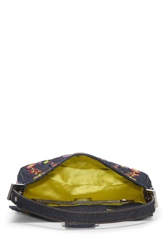 Fendi, Navy Denim Embellished Baguette, Navy