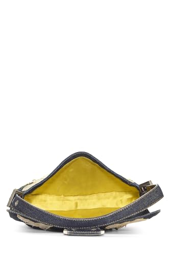 Fendi, Navy Floral Embroidered Baguette, Navy