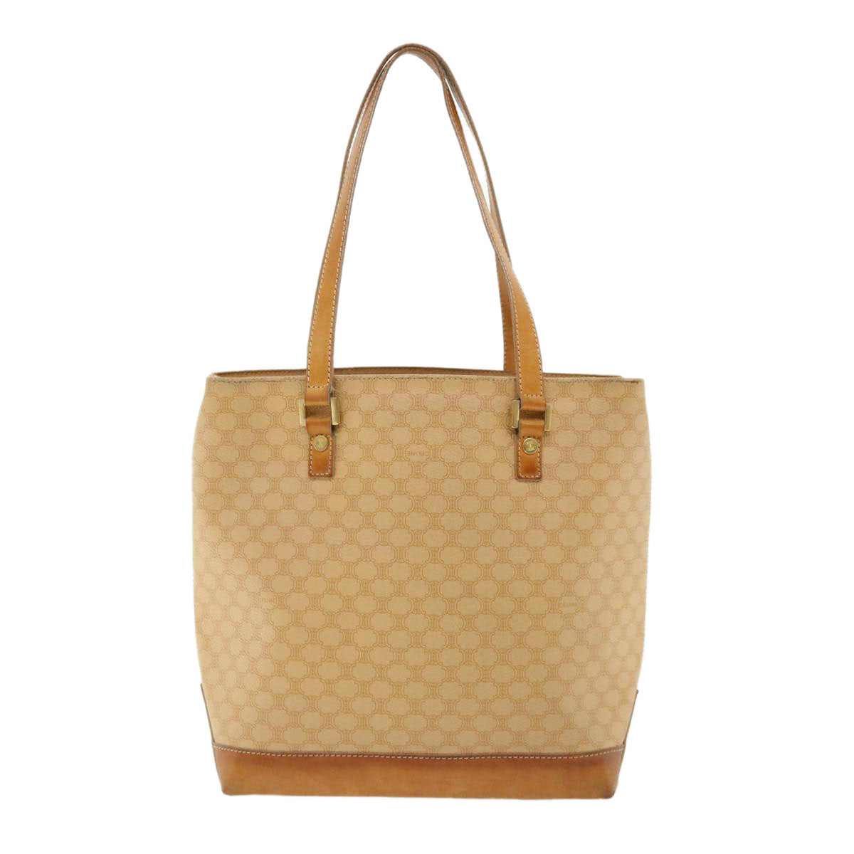 Luxury CELINE Macadam Canvas Shoulder Bag PVC Leather Beige 32391