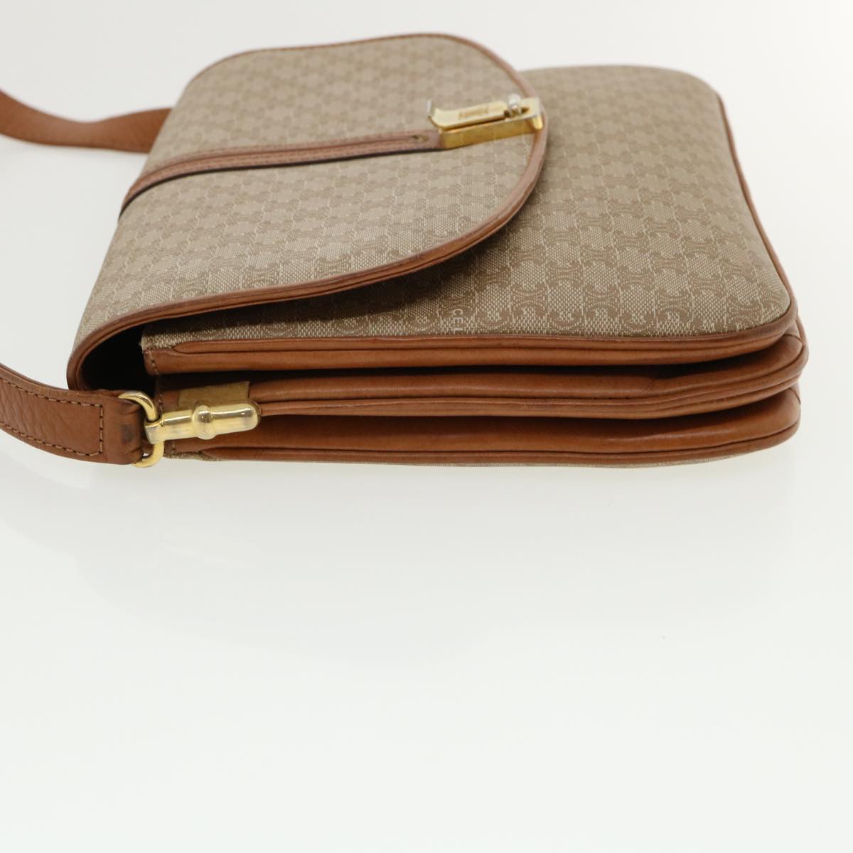Luxury CELINE Macadam Canvas Shoulder Bag Beige 32455