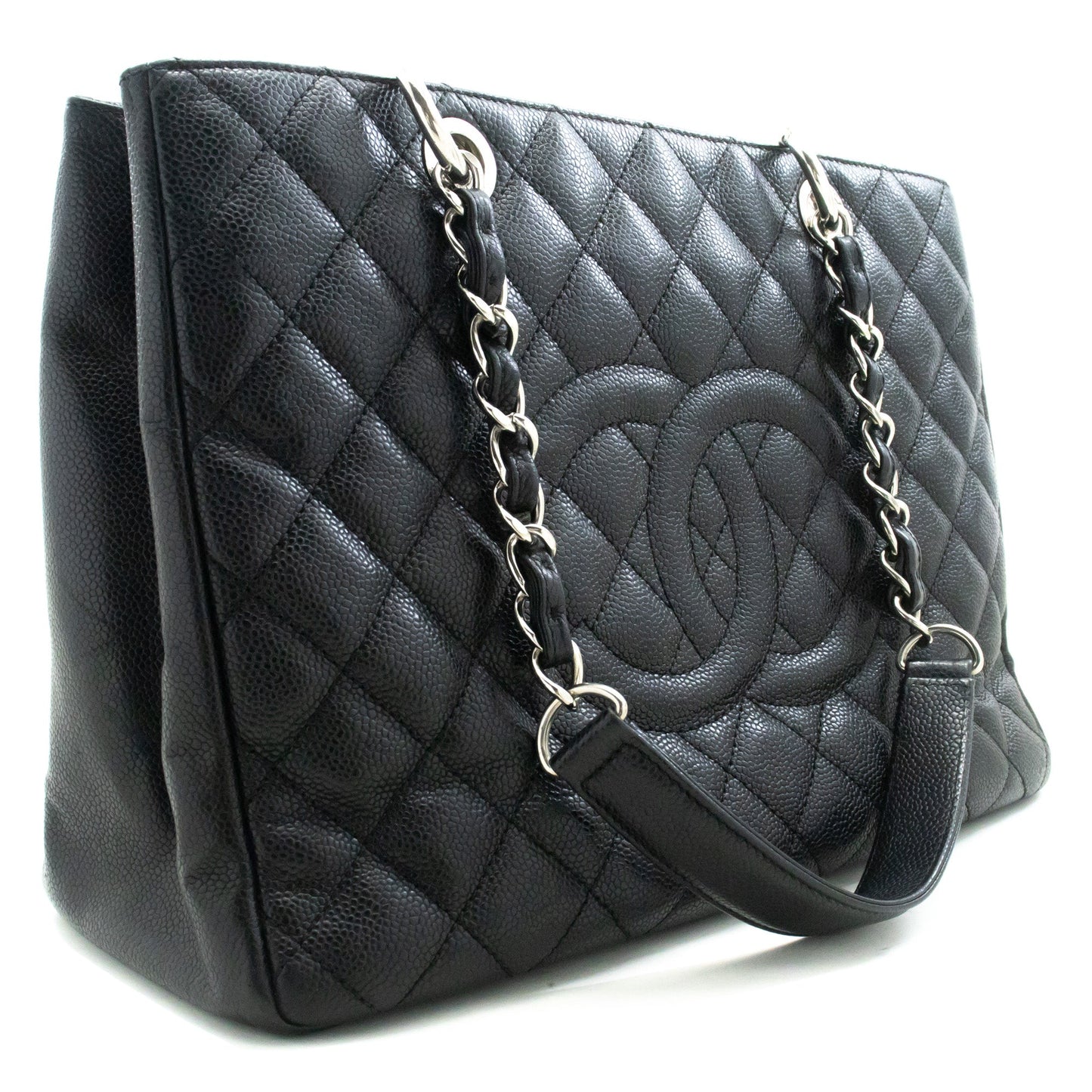 CHANEL Caviar GST 13" Grand Shopping Tote Chain Shoulder Bag Black