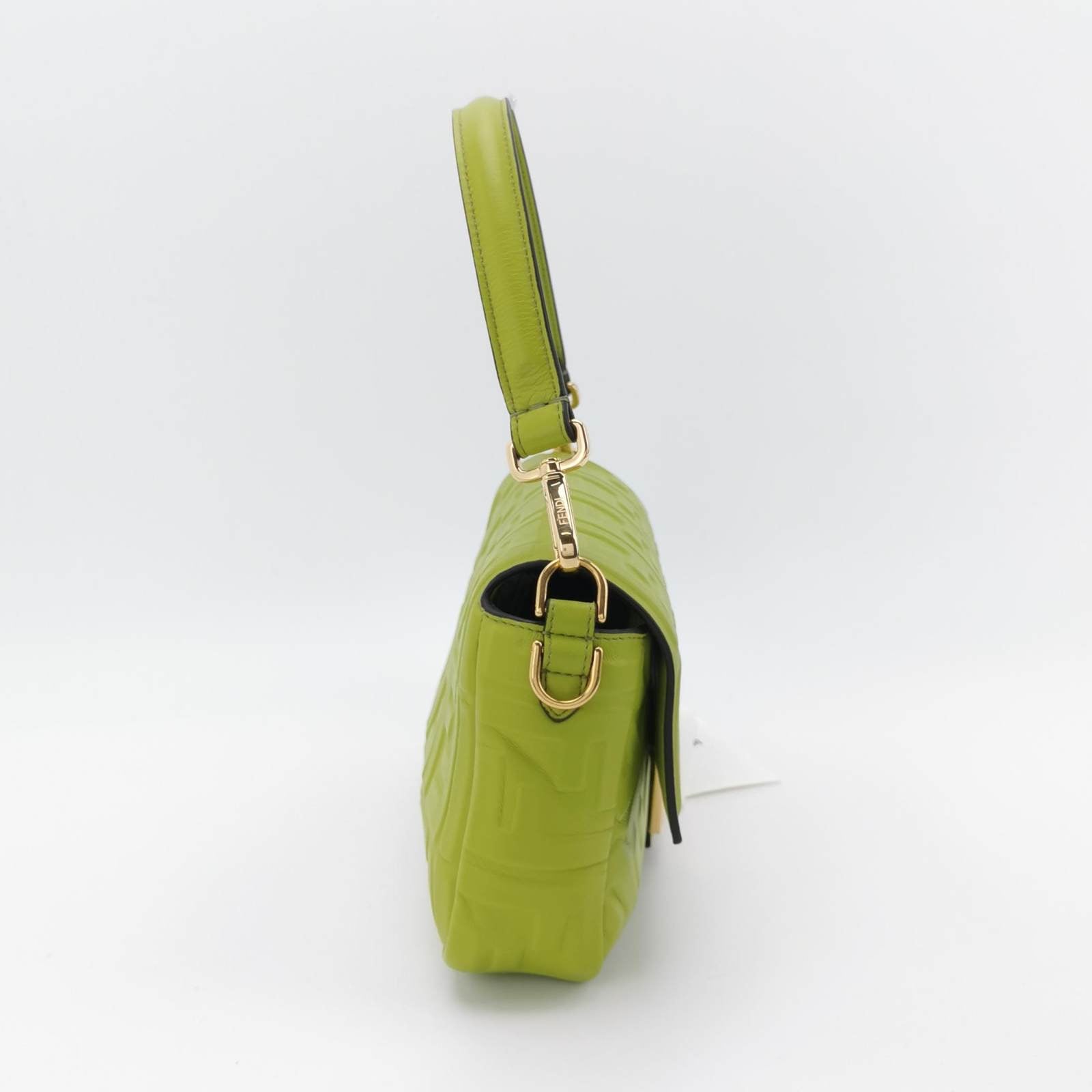 Fendi Baguette Lambskin Leather Crossbody Bag Medium Lime Green