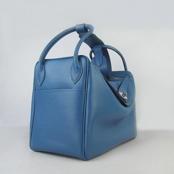 Luxury Hermes Lindy 34cm handbag 6208 blue Silver