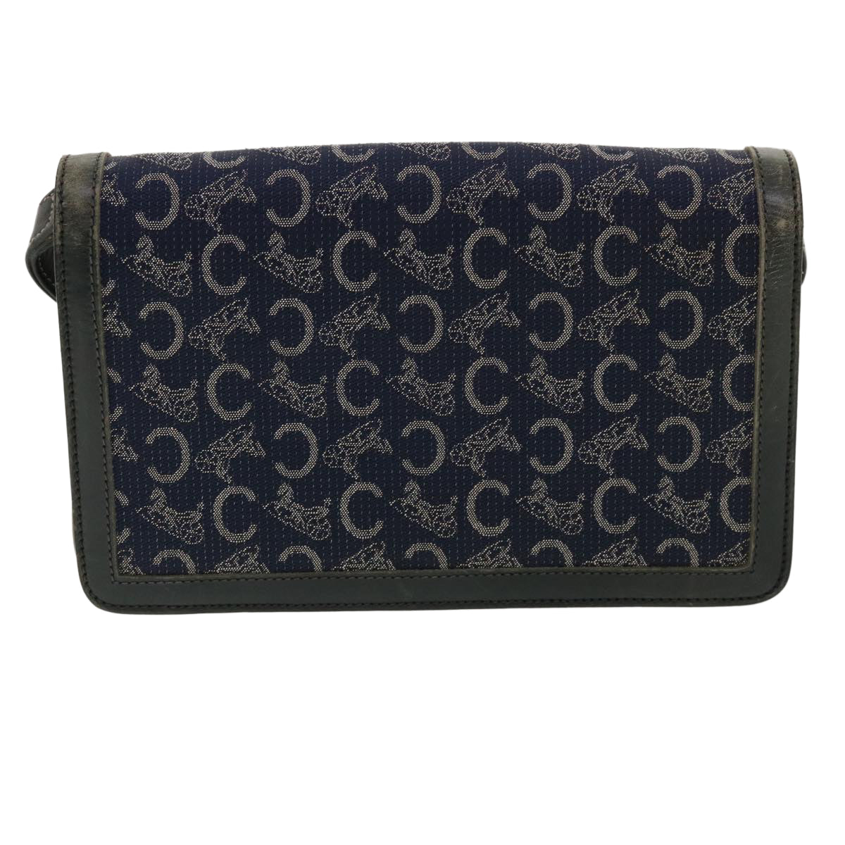 Luxury CELINE C Macadam Canvas Shoulder Bag Navy 33902