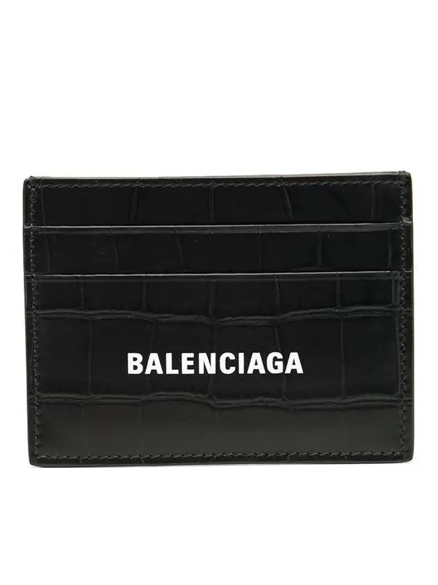 Luxury Balenciaga Trending 2025 Crocodile Logo Card Wallet Black