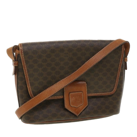 Luxury CELINE Macadam Canvas Shoulder Bag PVC Leather Brown 34058