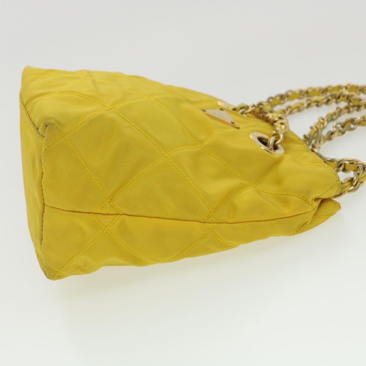 Prada Nylon Quilted Chain Shoulder Bag Yellow