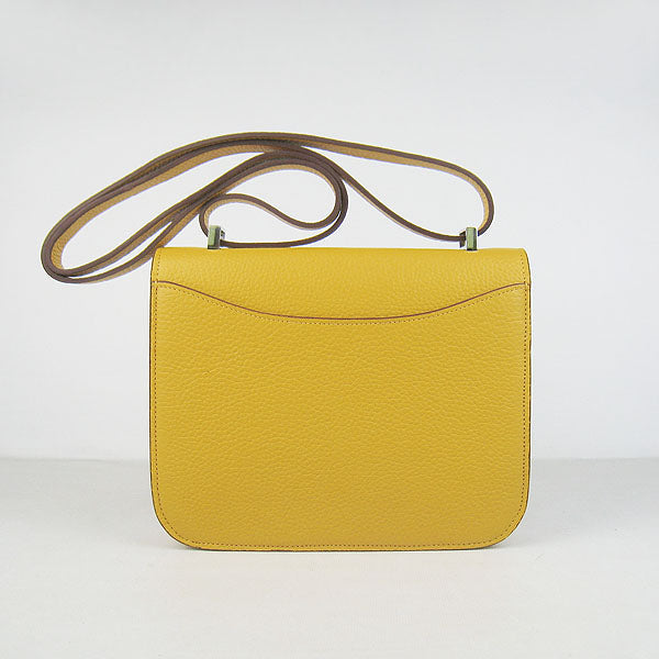 Luxury Hermes Constance Cowskin Leather Bag yellow silver