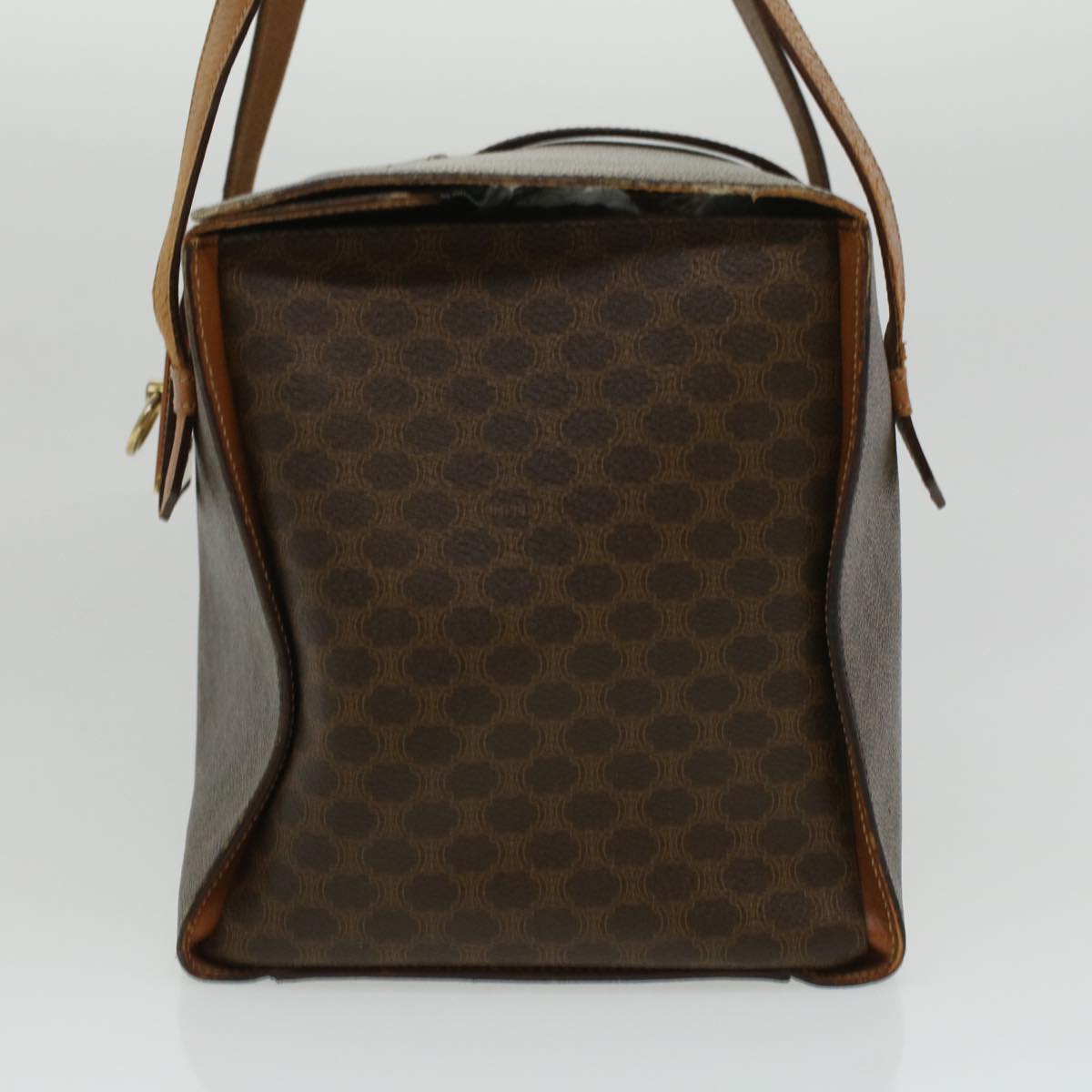 Luxury CELINE Macadam Canvas Hand Bag PVC Leather Brown 34655
