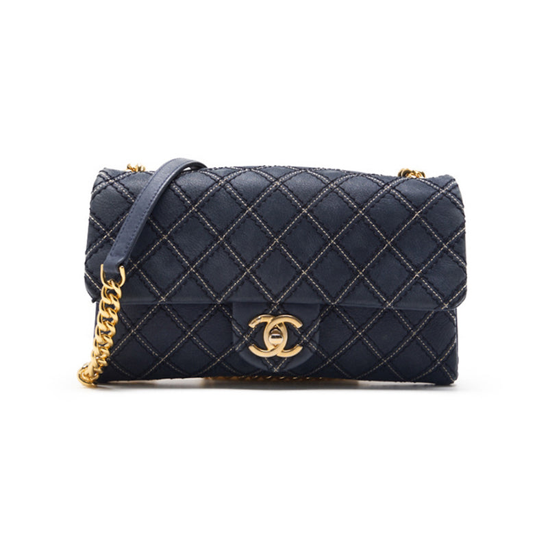 CHANEL CHANEL Wild Stitch Double Chain Shoulder Car Friseur Black Tote Bag Bag Hybrid ? Delivery? Khao Yamamoto Online