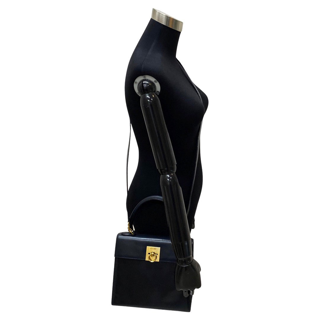 CELINE Shoulder Bag Calfskin Navy Women