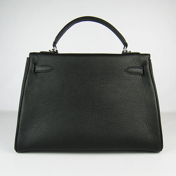 Luxury Hermes Kelly 32cm Togo Leather Handbag 6108 Black Silver