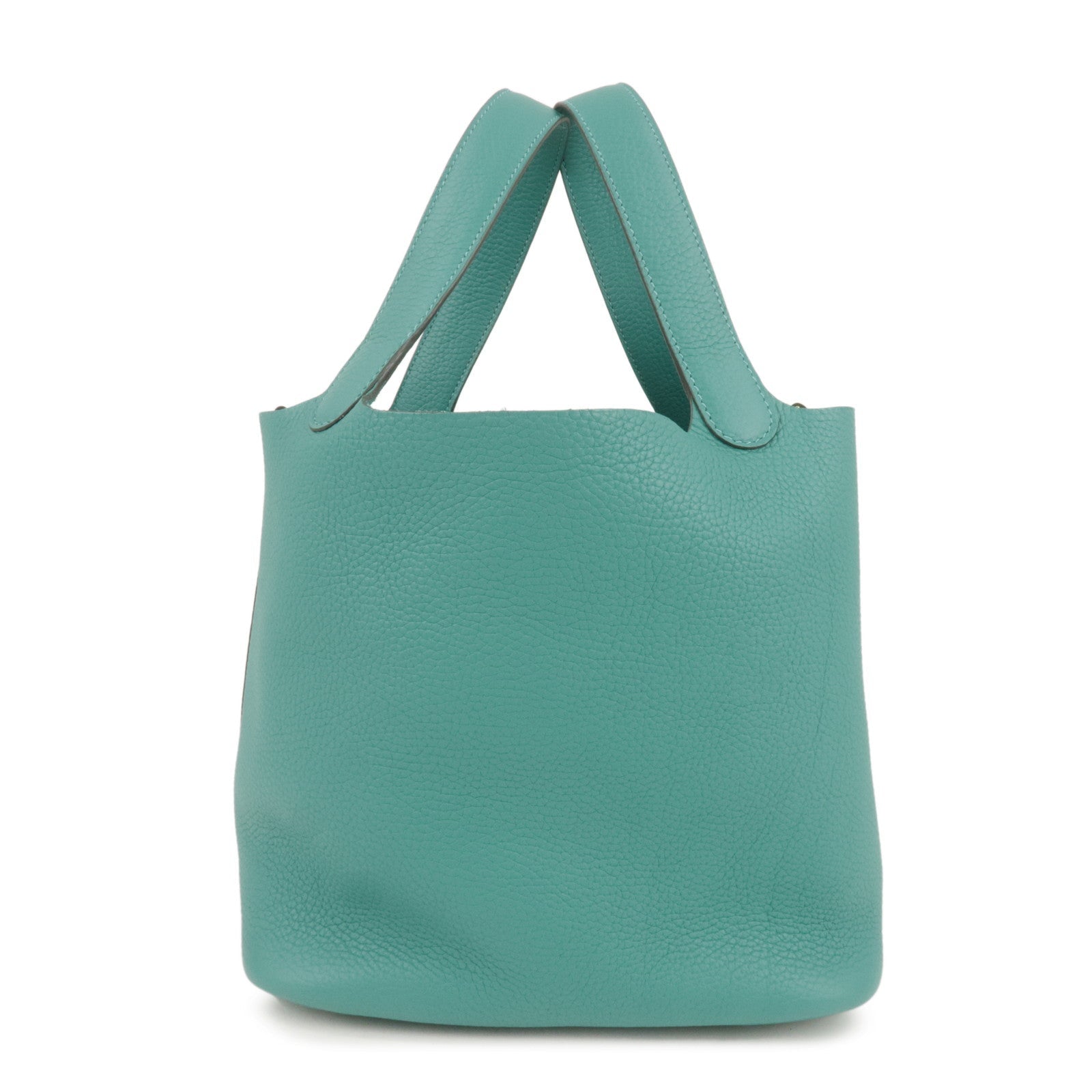 Luxury Hermes Taurillon Clemence Picotin Lock MM Hand Bag Vert Verone