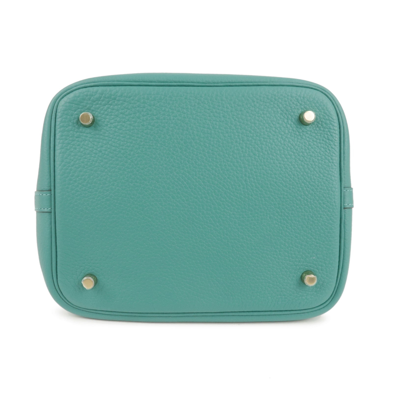 Luxury Hermes Taurillon Clemence Picotin Lock MM Hand Bag Vert Verone