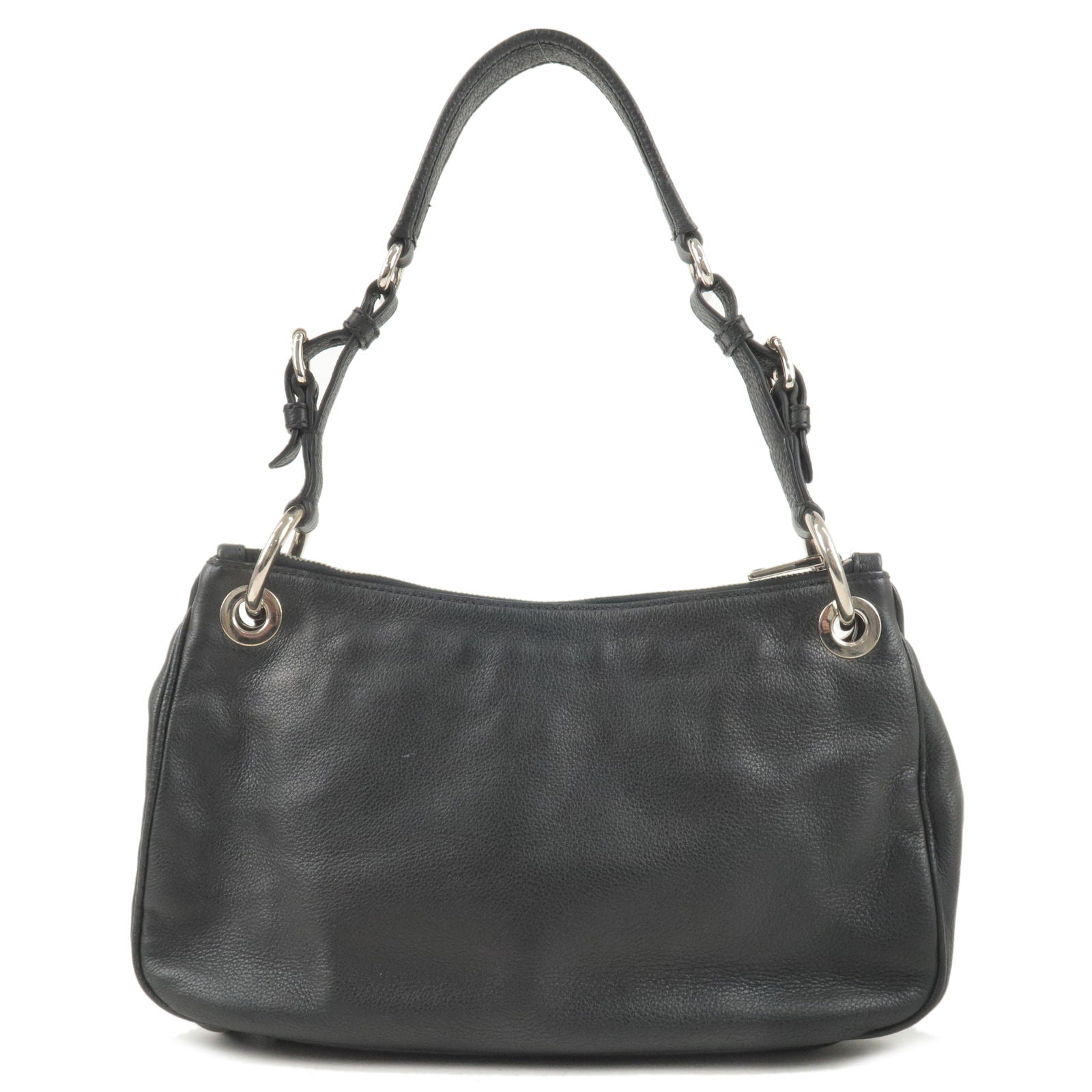 PRADA Vitello Phenix Leather Shoulder Bag NERO Black