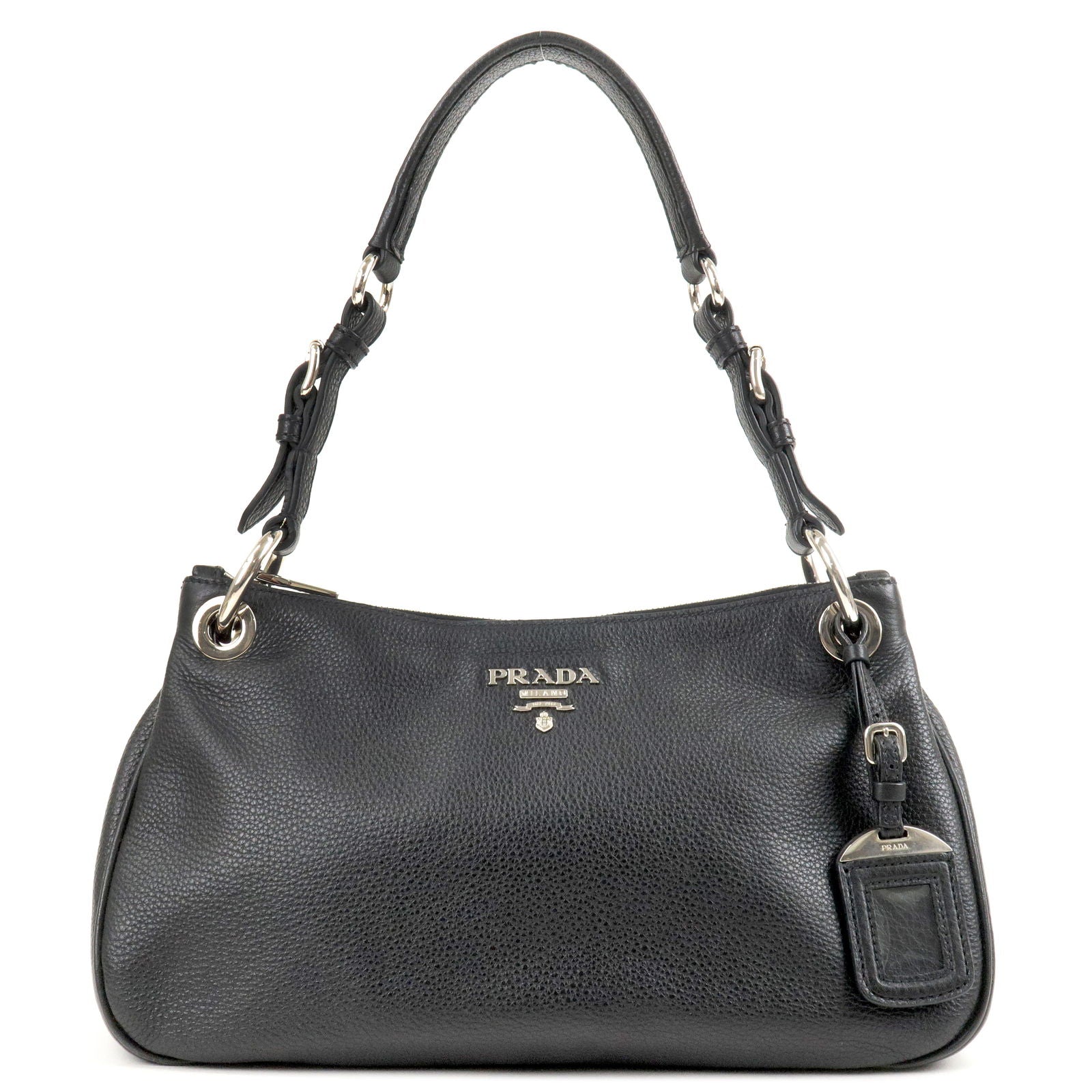 PRADA Vitello Phenix Leather Shoulder Bag NERO Black