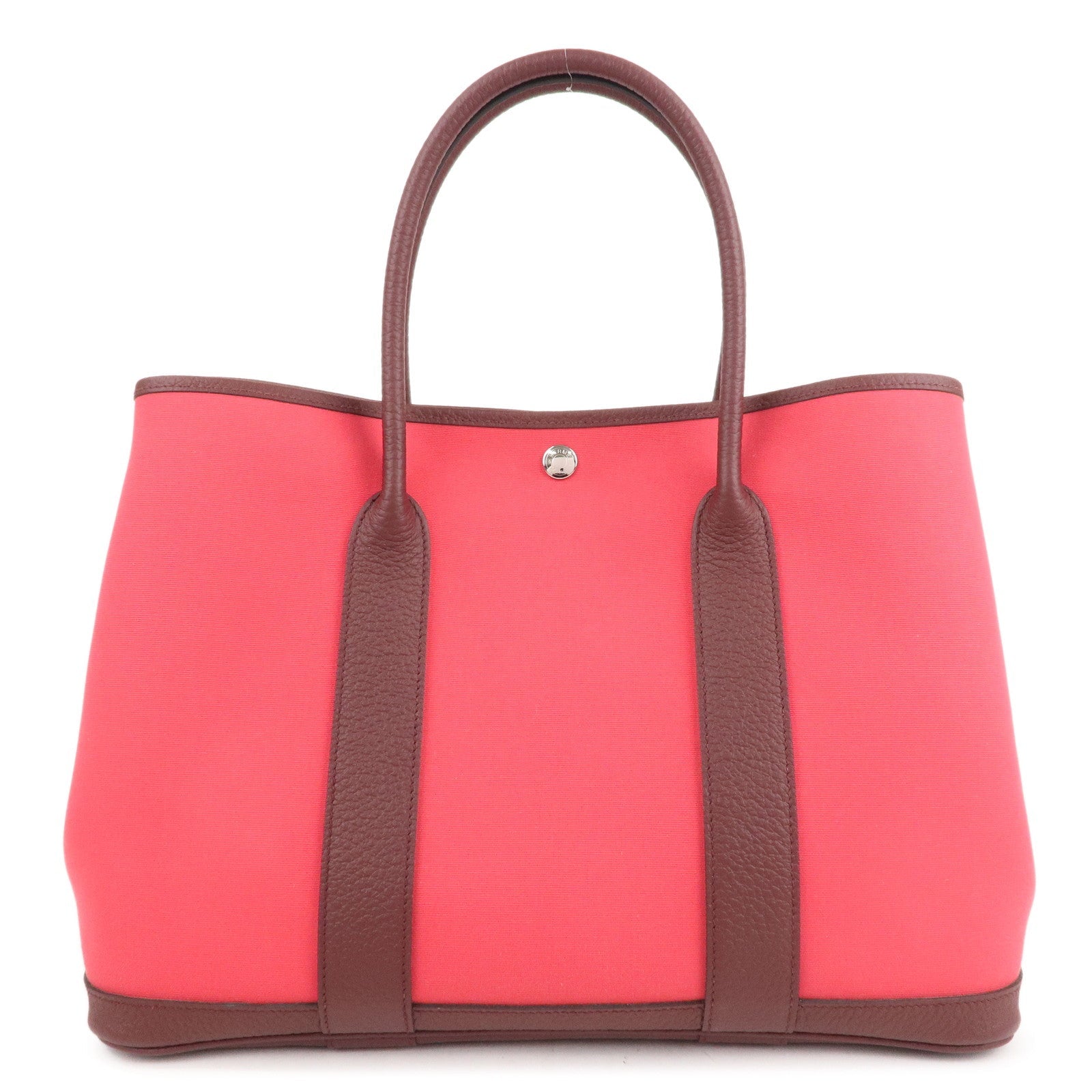 Luxury Hermes Canvas Leather Garden Party PM Tote Bag A stamp Pink