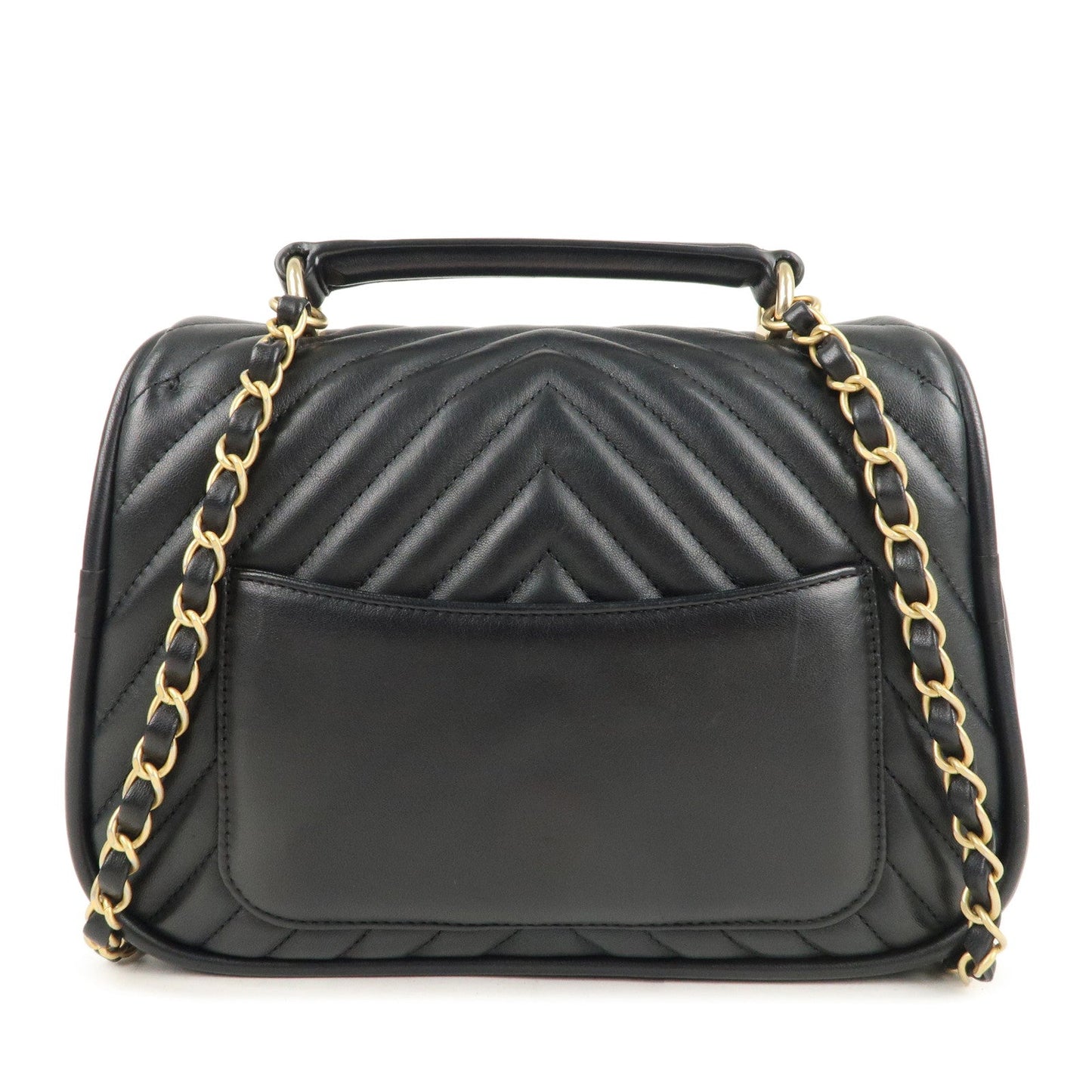 Chanel Chevron Lamb Skin WAY Chain Shoulder Bag Black A