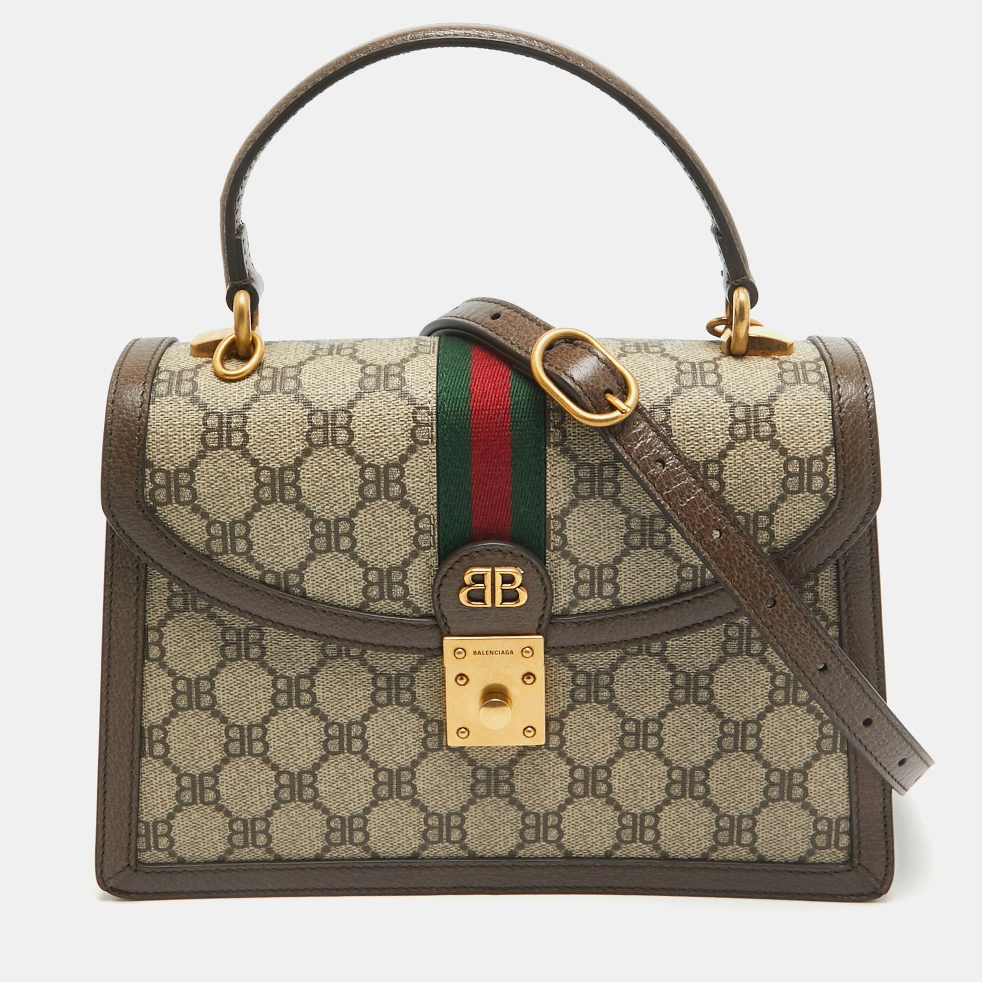 Luxury Balenciaga Trending 2025 X Gucci Brown/beige Coated Canvas And Leather The Hacker Project Bag