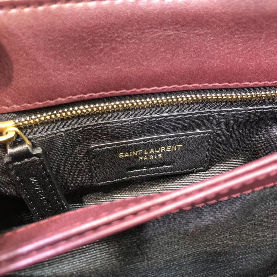 Yves Saint Laurent Loulou Mini Shoulder Bag Burgundy 7in/