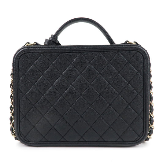 Chanel CC Filigree Matelasse Caviar Skin Shoulder Bag Black A