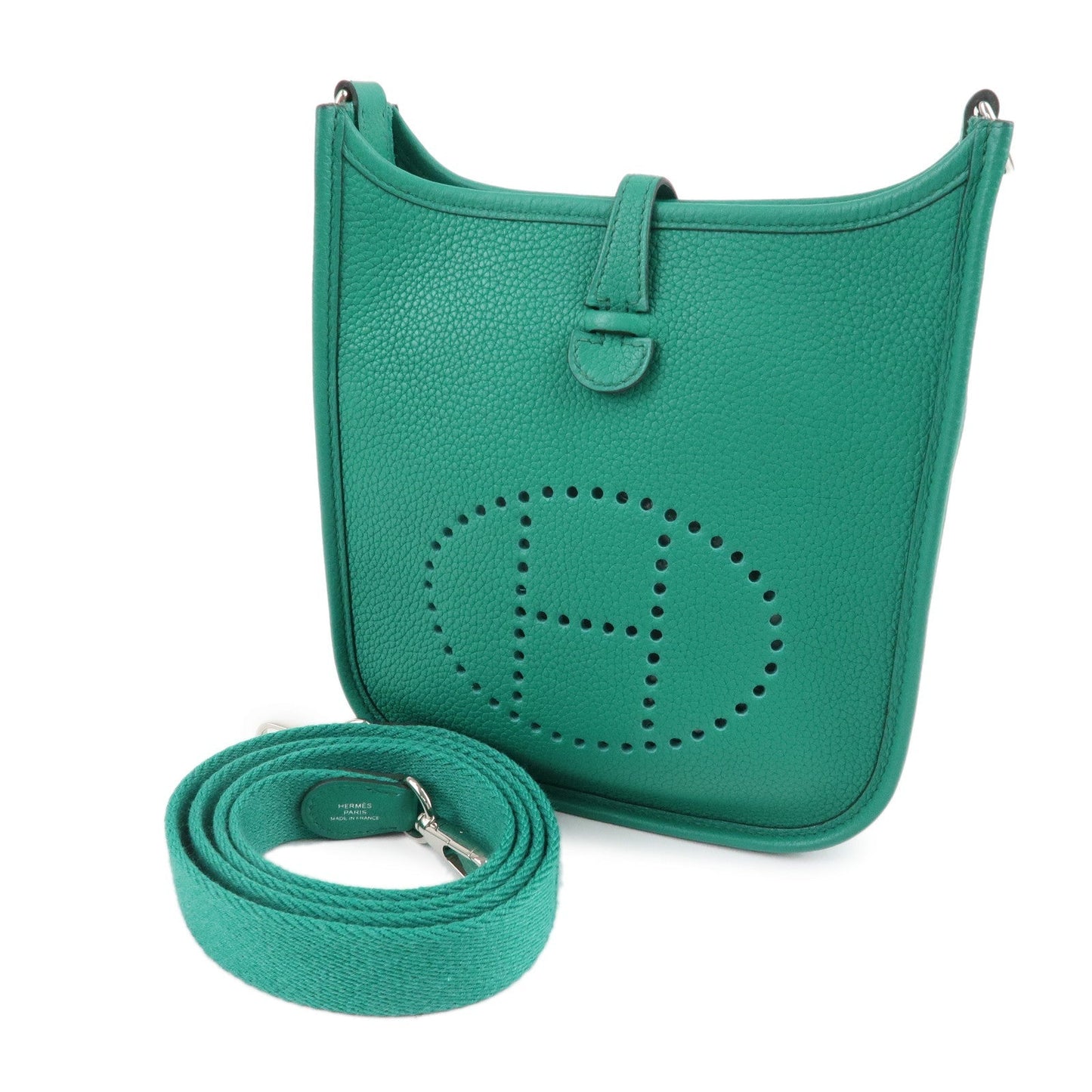 Luxury Hermes Taurillon Clemence Evelyne TPM Amazon Shoulder Bag Green