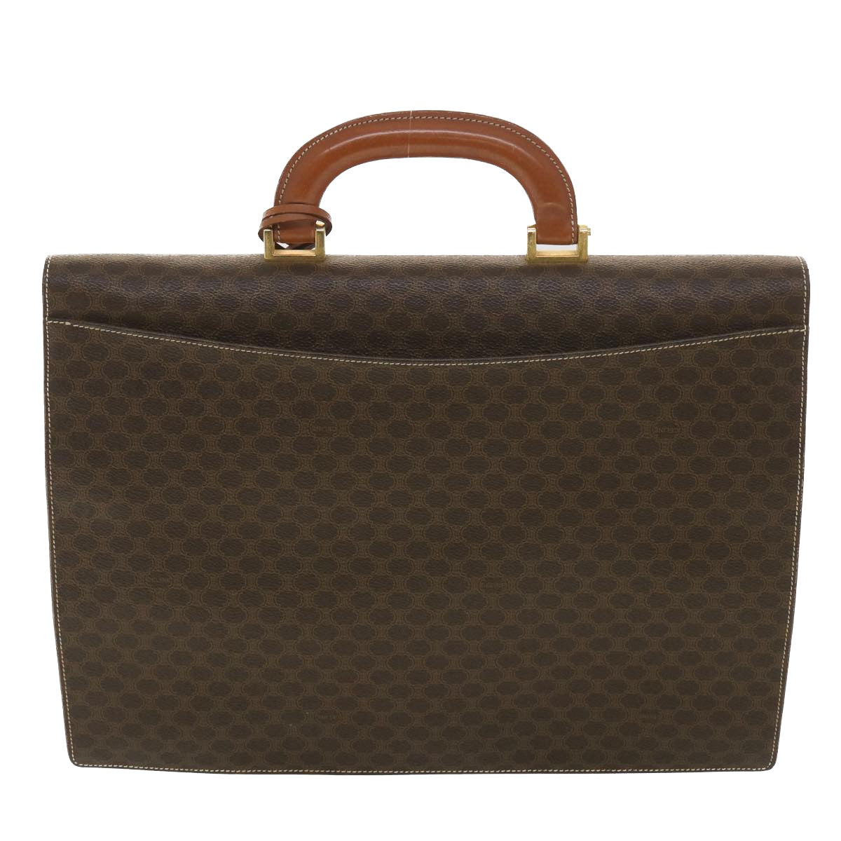 Luxury CELINE Macadam Canvas Hand Bag PVC Leather Brown 37308