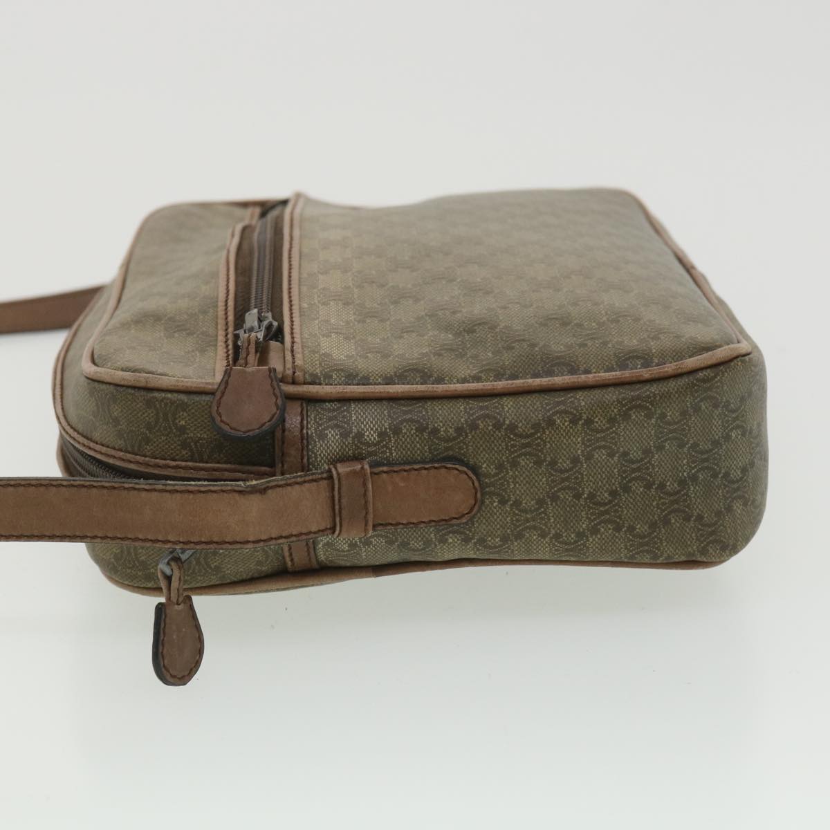 Luxury CELINE Macadam Canvas Shoulder Bag PVC Leather Beige 37414